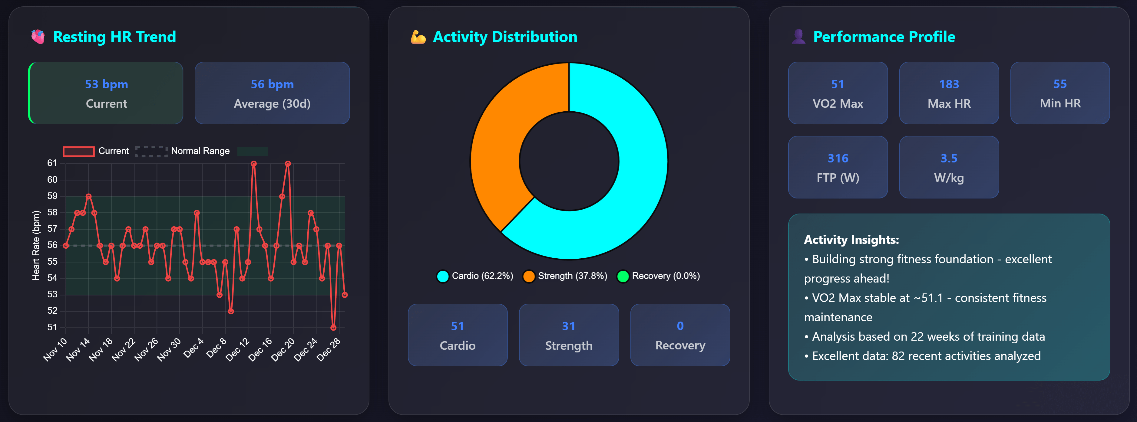 Fit PA Analytics - Dashboard view 2